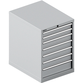 Schäfer Shop Select Armoire à tiroirs 27-36 SSI SCHÄFER, 7 tiroirs, jusqu'à 75 kg, l. 564 x P 725 x H 800 mm, alu blanc/alu blanc