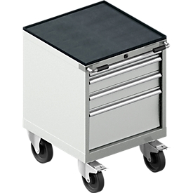 Schäfer Shop Select Armoire à tiroirs avec roulettes WSK 18-27, 4 tiroirs, jusqu'à 75 kg, L 411 x P 572 x H 770 mm, gris clair/gris clair