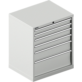 Schäfer Shop Select Armoire à tiroirs SCHÄFER 36-27, 6 tiroirs, jusqu'à 200 kg, L 717 x P 572 x H 850 mm, gris clair