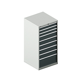 Schäfer Shop Select Armoire à tiroirs SCHÄFER 36-36, 9 tiroirs, jusqu'à 75 kg, l. 717 x P 725 x H 1450 mm, gris clair/gris anthracite,