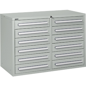 Schäfer Shop Select Armoire à tiroirs SF 120, 12 tiroirs avec porte-étiquettes, verrouillable, L 1055 x P 500 x H 723 mm, gris clair RAL 7035/gris clair RAL 7035