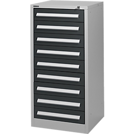Schäfer Shop Select Armoire à tiroirs SF 90, 9 tiroirs, aluminium blanc RAL 9006 gris anthracite RAL 7016