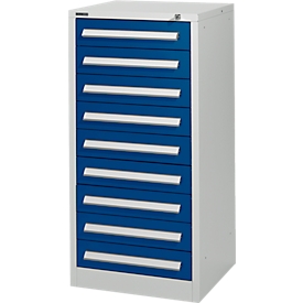 Schäfer Shop Select Armoire à tiroirs SF 90, 9 tiroirs, gris clair RAL 7035 bleu gentiane RAL 5010