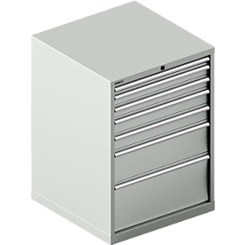 Schäfer Shop Select Armoire à tiroirs WSK 54-36, acier, 7 tiroirs, jusqu'à 200 kg, L 1023 x P 725 x H 1000 mm, gris clair/gris clair