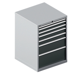 Schäfer Shop Select Armoire à tiroirs WSK 54-36, acier, 7 tiroirs, jusqu'à 75 kg, L 1023 x P 725 x H 1000 mm, aluminium blanc/gris anthracite
