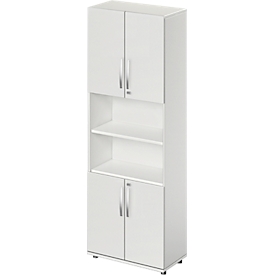 Schäfer Shop Select Armoire combinée LOGIN, 2 hauteurs de classeur supérieures et inférieures avec porte, étagère intermédiaire, l. 800 x P 420 x H 2196 mm, gris clair/gris clair 