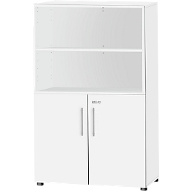 Schäfer Shop Select Armoire combinée Start Off, 4 HC, verrouillable, l. 800 x P 420 x H 1470 mm, bois, blanc/blanc 