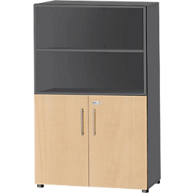 Schäfer Shop Select Armoire combinée Start Off, 4 HC, verrouillable, l. 800 x P 420 x H 1470 mm, bois, graphite/érable 