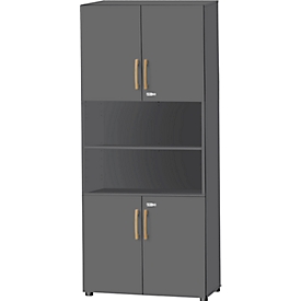 Schäfer Shop Select Armoire combinée Start Off Wood, 6 HC, verrouillable, L 800 x P 420 x H 2240 mm, bois, graphite