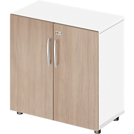 Schäfer Shop Select Armoire LOGIN, 2 hauteurs de classeurs, L 800 x P 420 x H 788 mm, blanc/chêne