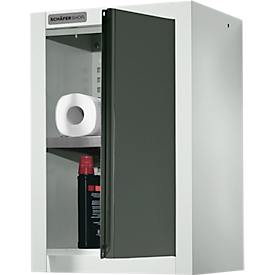 Schäfer Shop Select Armoire murale, à une porte, avec étagère intermédiaire, L 400 x P 320 x H 600 mm, acier, gris clair/gris anthracite