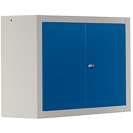 Schäfer Shop Select Armoire murale MS 750, à deux portes, avec étagère intermédiaire, L 750 x P 320 x H 600 mm, acier, aluminium blanc/bleu enzyme