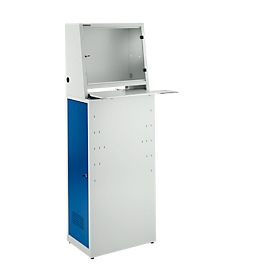 Schäfer Shop Select Armoire PC en métal pour atelier, L 600 x P 400 x H 1700 mm, gris clair/bleu