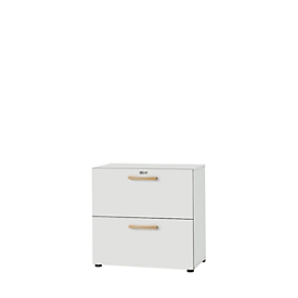 Schäfer Shop Select Armoire pour dossiers suspendus Start Off Wood, 2 HC, poignées traversantes, L 800 x P 420 x H 788 mm, bois, gris clair