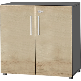 Schäfer Shop Select Armoire SET UP, 2 HC, verrouillable, l. 800 x P 420 x H 744 mm, graphite/chêne 