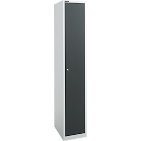 Schäfer Shop Select Armoire vestiaire, 1 compartiment L 350 mm, 5 compartiments avec 4 étagères, verrouillable, aluminium blanc/anthracite