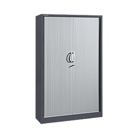 Schäfer Shop Select Armoires à rideau coulissant, 5 hauteurs de classeur, l. 1200 mm, graphite/alu argent