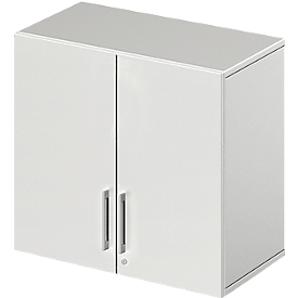 Schäfer Shop Select Aufsatzschrank LOGIN, 2 Ordnerhöhen, Griffe unten, B 800 x T 420 x H 726 mm, lichtgrau/lichtgrau 