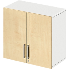 Schäfer Shop Select Aufsatzschrank LOGIN, 2 Ordnerhöhen, Griffe unten, B 800 x T 420 x H 726 mm, weiss/Ahorn Dekor 