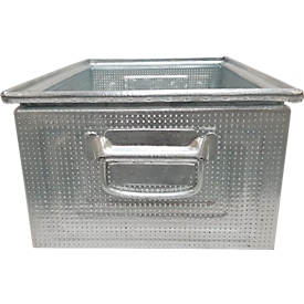 Schäfer Shop Select Bac gerbable, perforé, avec poignées, 26,5 l, 150 kg, L 449 x l 308 x H 201 mm, tôle d'acier, électro-galvanisé