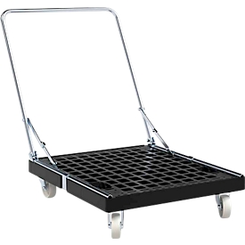 Schäfer Shop Select BASICline transportwagen, tot 500 kg, inklapbare duwbeugel, L 815 x B 724 x H 192 mm, gerecycled HDPE, zwart