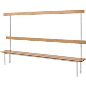 Schäfer Shop Select bench, for changing rooms, with back panel, 10 double hooks, W 1995 x D 310 x H 415 mm, light grey