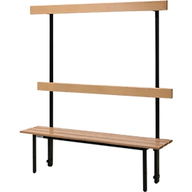 Schäfer Shop Select bench, for changing rooms, with back panel, 5 double hooks, W 995 x D 310 x H 415 mm, black