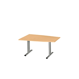 Schäfer Shop Select Besprechungstisch MODENA Basic, Tonne, T-Fuß, B 1400 x T 1000 x H 717 mm, Buche/weißaluminium RAL 9006