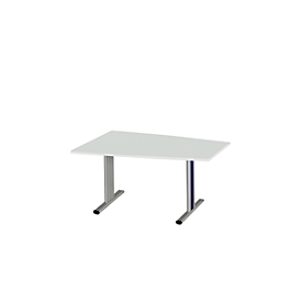 Schäfer Shop Select Besprechungstisch MODENA Basic, Tonne, T-Fuß, B 1400 x T 1000 x H 717 mm, lichtgrau/weißaluminium RAL 9006 