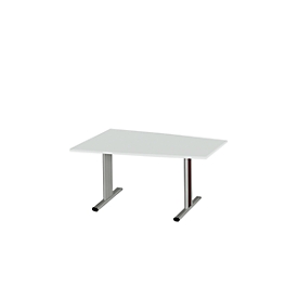 Schäfer Shop Select Besprechungstisch MODENA Basic, Tonne, T-Fuß, B 1400 x T 1000 x H 717 mm, lichtgrau/weißaluminium RAL 9006