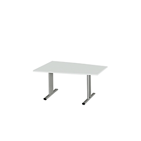 Schäfer Shop Select Besprechungstisch MODENA Basic, Tonne, T-Fuß, B 1400 x T 1000 x H 717 mm, lichtgrau/weißaluminium RAL 9006