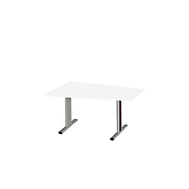 Schäfer Shop Select Besprechungstisch MODENA Basic, Tonne, T-Fuß, B 1400 x T 1000 x H 717 mm, weiß/weißaluminium RAL 9006