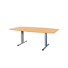 Schäfer Shop Select Besprechungstisch Planova Basic, Boot, T-Fuß, B 2000 x T 1000 x H 717 mm, Buche/weißaluminium RAL 9006