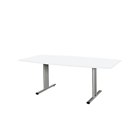 Schäfer Shop Select Besprechungstisch Planova Basic, Boot, T-Fuss, B 2000 x T 1000 x H 717 mm, weiss/weissaluminium RAL 9006 