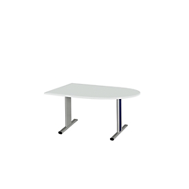 Schäfer Shop Select Besprechungstisch Planova Basic, Halbkreis, T-Fuß, B 1400 x T 1000 x H 717 mm, lichtgrau/weißaluminium RAL 9006 