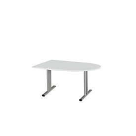 Schäfer Shop Select Besprechungstisch Planova Basic, Halbkreis, T-Fuß, B 1400 x T 1000 x H 717 mm, lichtgrau/weißaluminium RAL 9006 
