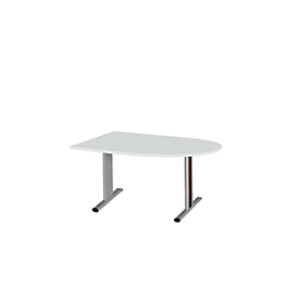 Schäfer Shop Select Besprechungstisch Planova Basic, Halbkreis, T-Fuß, B 1400 x T 1000 x H 717 mm, lichtgrau/weißaluminium RAL 9006