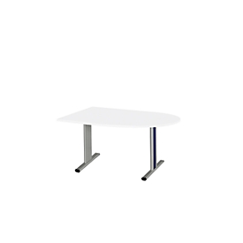Schäfer Shop Select Besprechungstisch Planova Basic, Halbkreis, T-Fuß, B 1400 x T 1000 x H 717 mm, weiß/weißaluminium RAL 9006