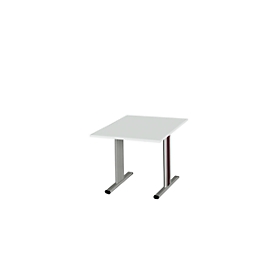 Schäfer Shop Select Besprechungstisch Planova Basic, Quadrat, T-Fuß, B 1000 x T 1000 x H 717 mm, lichtgrau/weißaluminium RAL 9006