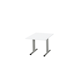Schäfer Shop Select Besprechungstisch Planova Basic, Quadrat, T-Fuß, B 1000 x T 1000 x H 717 mm, weiß/weißaluminium RAL 9006