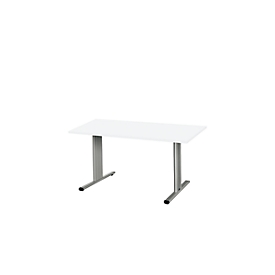 Schäfer Shop Select Besprechungstisch Planova Basic, Rechteck, T-Fuß, B 1400 x T 800 x H 717 mm, weiß/weißaluminium RAL 9006