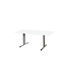 Schäfer Shop Select Besprechungstisch Planova Basic, Rechteck, T-Fuß, B 1600 x T 800 x H 717 mm, weiß/weißaluminium RAL 9006