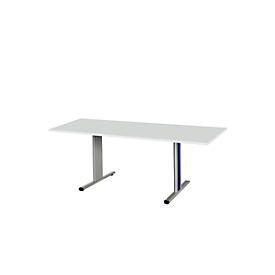 Schäfer Shop Select Besprechungstisch Planova Basic, Rechteck, T-Fuß, B 1800 x T 800 x H 717 mm, lichtgrau/weißaluminium RAL 9006