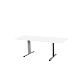 Schäfer Shop Select Besprechungstisch Planova Basic, Rechteck, T-Fuss, B 1800 x T 800 x H 717 mm, weiss/weissaluminium RAL 9006 