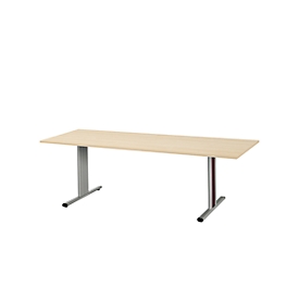 Schäfer Shop Select Besprechungstisch Planova Basic, Rechteck, T-Fuß, B 2000 x T 800 x H 717 mm, Ahorn/weißaluminium RAL 9006 