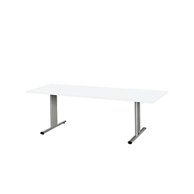 Schäfer Shop Select Besprechungstisch Planova Basic, Rechteck, T-Fuß, B 2000 x T 800 x H 717 mm, weiß/weißaluminium RAL 9006