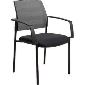 Schäfer Shop Select Besucherstuhl SSI PROLINE MEETING 10, 4-Fuß, Armlehnen, Netzrücken, gepolsterter Sitz, stapelbar, grau, 2er-Set