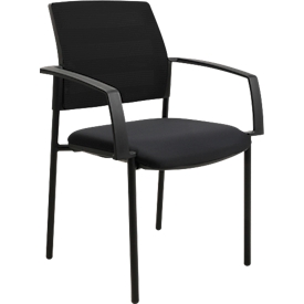 Schäfer Shop Select Besucherstuhl SSI PROLINE MEETING 10, 4-Fuß, Armlehnen, Netzrücken, gepolsterter Sitz, stapelbar, schwarz, 2er-Set