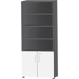 Schäfer Shop Select Bibliothèque combinée SET UP, 6 HC, l. 800 x P 420 x H 2196 mm, graphite/blanc 