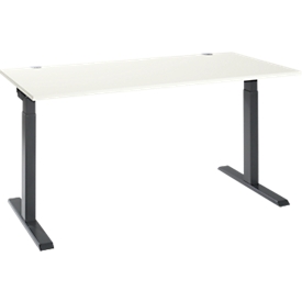 Schäfer Shop Select Bureau ERGO-T 2.0, rectangulaire, pied en T, L 1600 x P 800 x H 675-895 mm, blanc/anthracite